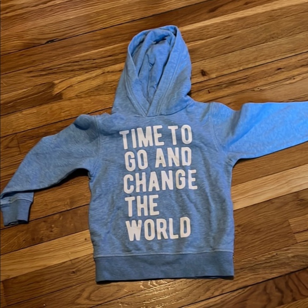H&M US 4-6Y Blue Motivational Print Hoodie Sweatshirt